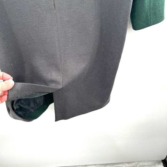 Demian shift wool feel futuristic dress green career business bling gray M - Picture 11 of 12